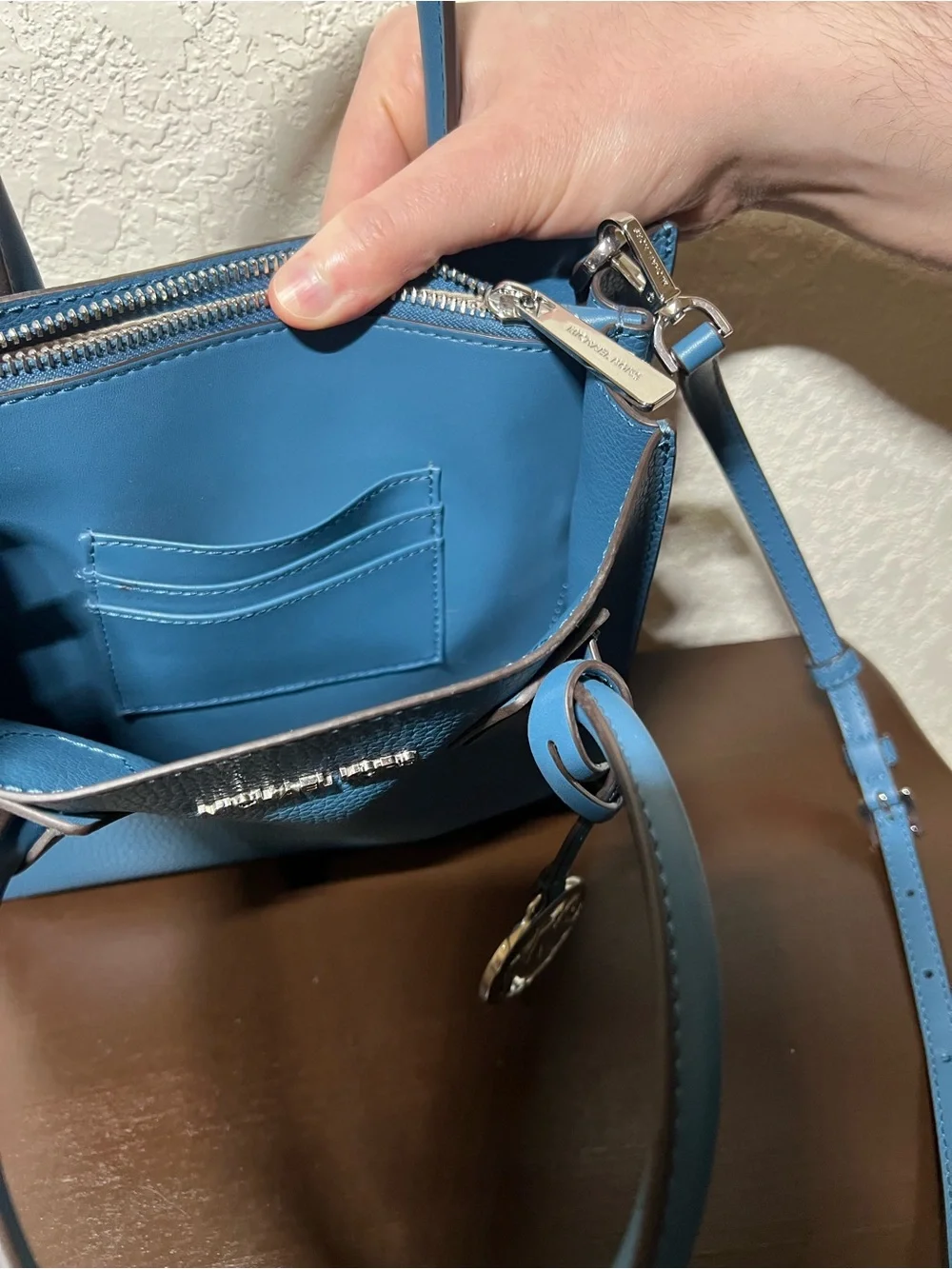 Michael Kors Teal Blue Structured Satchel